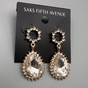 Saks Fifth Avenue Gold and Silver Teardrop Earrings